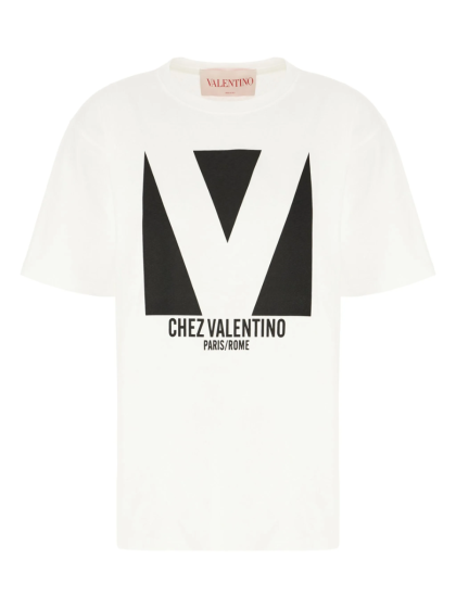 COTTON T-SHIRT WITH CHEZ VALENTINO PRINT