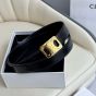 Celine MEDIUM REVERSIBLE FRAMED TRIOMPHE BELT in TAURILLON AND LIZARD EMBOSSED CALFSKIN