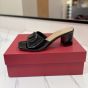 Valentino VLOGO SIGNATURE PATENT LEATHER SLIDE SANDAL