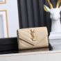 YSL CASSANDRE MATELASSÉ SMALL ENVELOPE WALLET IN GRAIN DE POUDRE LEATHER