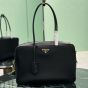 Prada Large Re-Nylon and leather top-handle bag with padlock