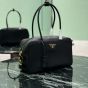 Prada Re-Nylon and leather medium top-handle bag with padlock