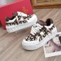 Valentino ONE STUD XL LOW-TOP SNEAKER IN NAPPA LEATHER AND TOILE ICONOGRAPHE FABRIC