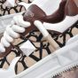 Valentino ONE STUD XL LOW-TOP SNEAKER IN NAPPA LEATHER AND TOILE ICONOGRAPHE FABRIC