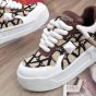 Valentino ONE STUD XL LOW-TOP SNEAKER IN NAPPA LEATHER AND TOILE ICONOGRAPHE FABRIC