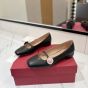 Valentino MARY-JANE PRESHOES BALLERINA IN KIDSKIN WITH JEWEL BUTTON 