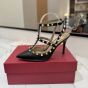 Valentino ROCKSTUD GRAINY LEATHER ANKLE STRAP PUMP