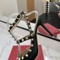 Valentino ROCKSTUD GRAINY LEATHER ANKLE STRAP PUMP