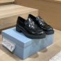 Prada Chocolate brushed leather loafers