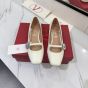 Valentino MARY-JANE PRESHOES BALLERINA IN KIDSKIN WITH JEWEL BUTTON 20MM