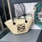 LOEWE Small Anagram Basket bag in iraca palm and calfskin