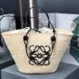 LOEWE Medium Anagram Basket bag in iraca palm and calfskin