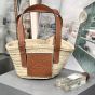 LOEWE Small Basket bag in palm leaf and calfskin