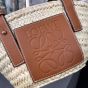 LOEWE Small Basket bag in palm leaf and calfskin