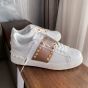 Valentino ROCKSTUD UNTITLED SNEAKER IN CALFSKIN LEATHER WITH METALLIC STRIPE