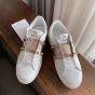 Valentino ROCKSTUD UNTITLED SNEAKER IN CALFSKIN LEATHER WITH METALLIC STRIPE