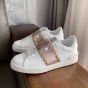 Valentino ROCKSTUD UNTITLED SNEAKER IN CALFSKIN LEATHER WITH METALLIC STRIPE