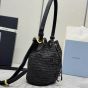 Prada Crochet and leather mini-bucket bag