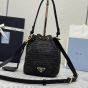 Prada Crochet and leather mini-bucket bag