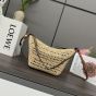 LOEWE Mini Hammock Hobo in raffia and calfskin