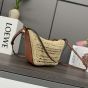 LOEWE Mini Hammock Hobo in raffia and calfskin