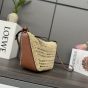 LOEWE Mini Hammock Hobo in raffia and calfskin