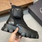 Prada Monolith leather and Re-Nylon boots with pouch
