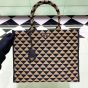 Large Prada Symbole embroidered fabric handbag