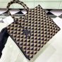 Large Prada Symbole embroidered fabric handbag