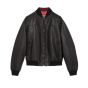 Gucci GG embossed leather bomber jacket