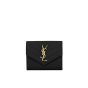 YSL CASSANDRE MATELASSÉ compact tri fold wallet in grain de poudre leather