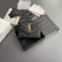 YSL CASSANDRE MATELASSÉ compact tri fold wallet in grain de poudre leather