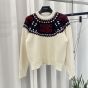 Celine embroidered crew neck sweater in fair isle wool