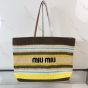 MIU MIU Raffia-effect woven tote bag