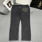 YSL V-WAIST LONG BAGGY JEANS IN 9O'S BLACK DENIM