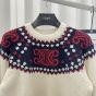 Celine embroidered crew neck sweater in fair isle wool