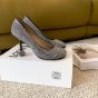 LOEWE Toy pump in suede and allover rhinestones