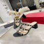 Valentino ROCKSTUD CALFSKIN LEATHER SLIDE SANDAL
