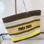 MIU MIU Raffia-effect woven tote bag
