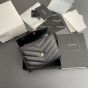 YSL CASSANDRE MATELASSÉ compact tri fold wallet in grain de poudre leather