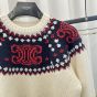 Celine embroidered crew neck sweater in fair isle wool