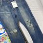 Celine kurt jeans in destroyed blue marble denim