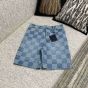 LV Damier 3D Light Denim Shorts