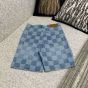 LV Damier 3D Light Denim Shorts