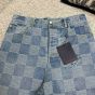 LV Damier 3D Light Denim Shorts