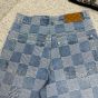 LV Damier 3D Light Denim Shorts