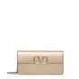 Valentino VLOGO SIGNATURE METALLIC GRAINY CALFSKIN WALLET WITH CHAIN