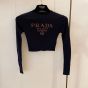 Prada Cropped silk sweater with logo