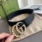Gucci GG Marmont wide belt with pearls