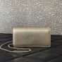 Valentino VLOGO SIGNATURE METALLIC GRAINY CALFSKIN WALLET WITH CHAIN
